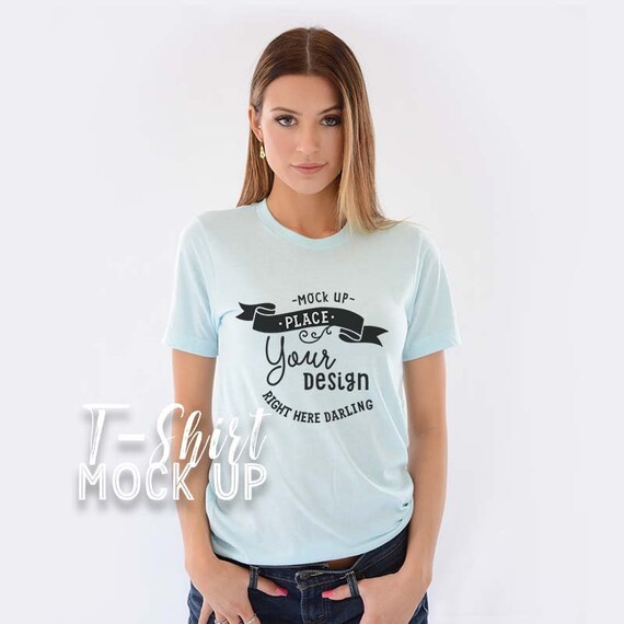 Bella Canvas 3001 Mockup Bella Canvas 3001 Heather Ice Blue Etsy