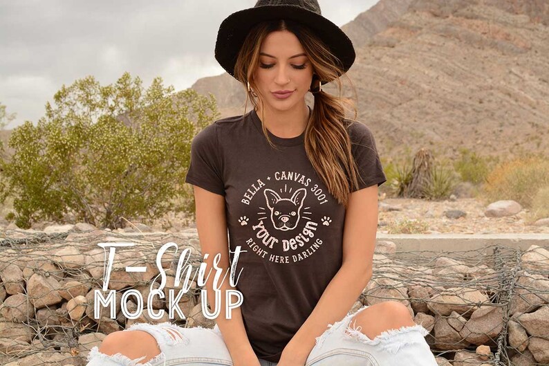 Download Bella Canvas 3001 Mockup Bella Canvas 6004 Brown Shirt | Etsy