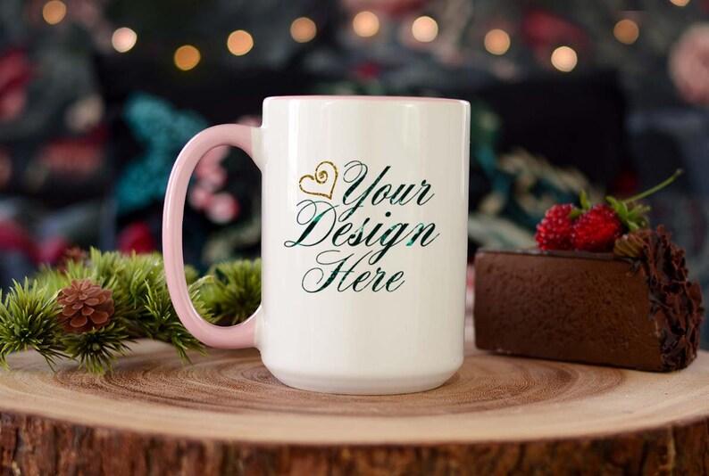 Mug Mockup Pink Handle Winter Mug Mockup Styled Stock | Etsy