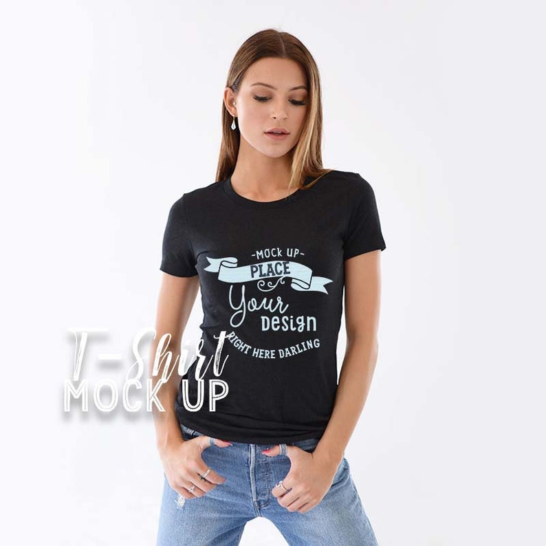Bella Canvas Mockup Bella Canvas 6004 Black Heather Shirt ...