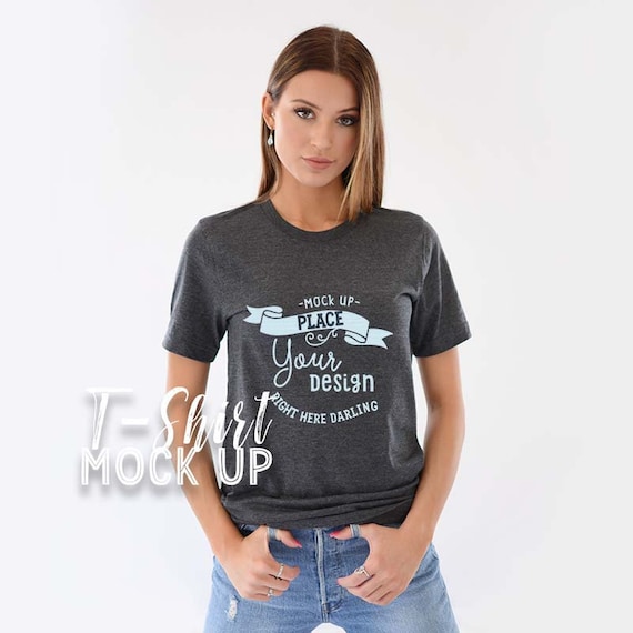 Bella Canvas 3001 Mockup Bella Canvas 3001 Dark Grey Heather Etsy