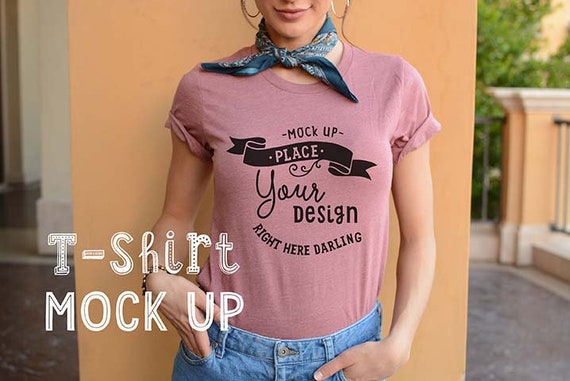 Bella Canvas Mockup Bella Canvas 3001 Heather Mauve Shirt Etsy