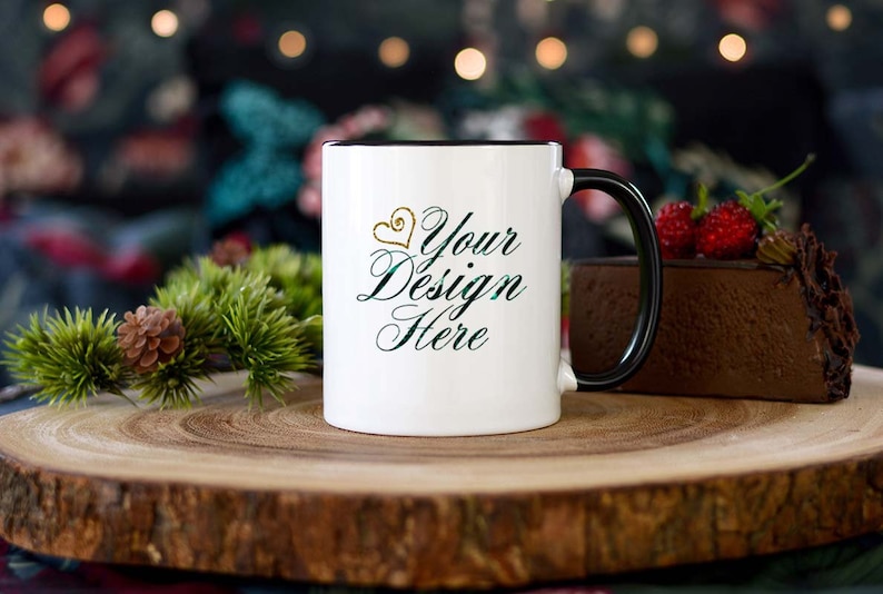 Mug Mockup Black Handle Winter Mug Mockup Styled Stock Etsy