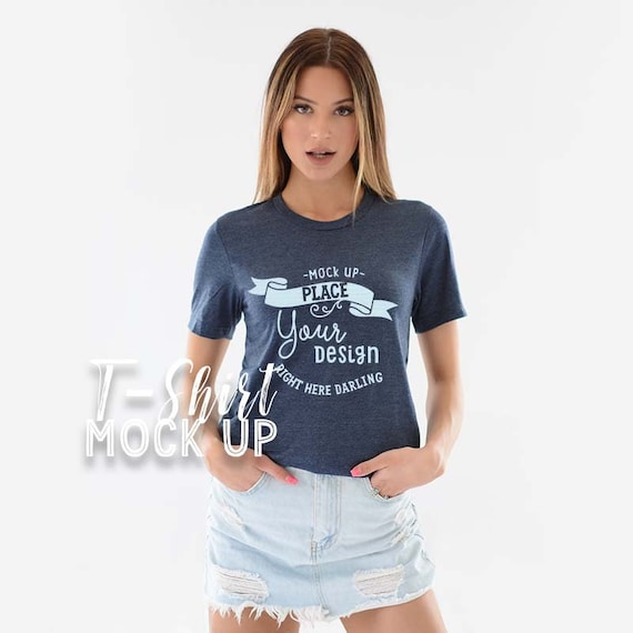 Bella Canvas 3001 Mockup Bella Canvas 3001 Heather Navy Etsy