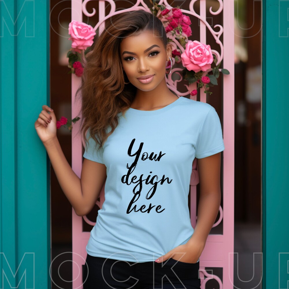 Bella Canvas 6004 Mockup, Bella Canvas 6004 Baby Blue, Bella Canvas Blue Mockup, Model Mockup, Bella Canvas Mockup Moderndaydecors