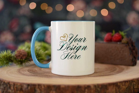 Mug Mockup Blue Handle Mug Mockup Styled Stock Photography Etsy
