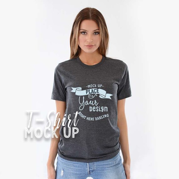 Bella Canvas 3001 Mockup Bella Canvas 3001 Dark Grey Heather Etsy