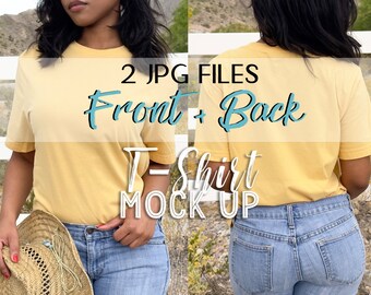 Comfort Colors Mockup Front And Back, Comfort Colors C1717 Butter Mockup, Comfort Colors Butter Mockup, Model Mockup, Yellow Shirt Mockup