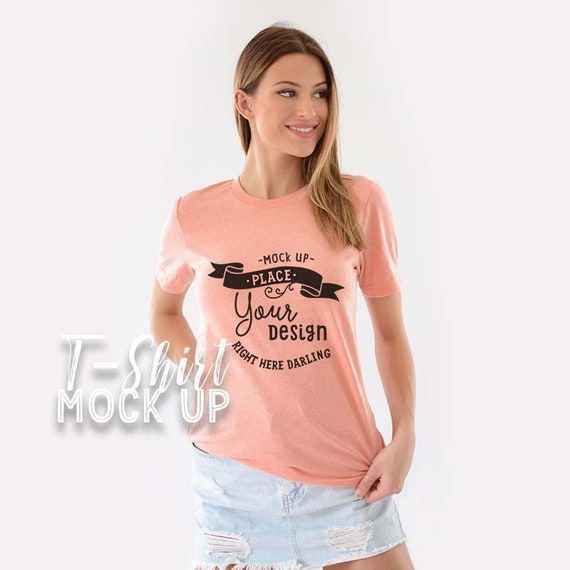 Bella Canvas 3001 Mockup Bella Canvas 3001 Heather Sunset Etsy