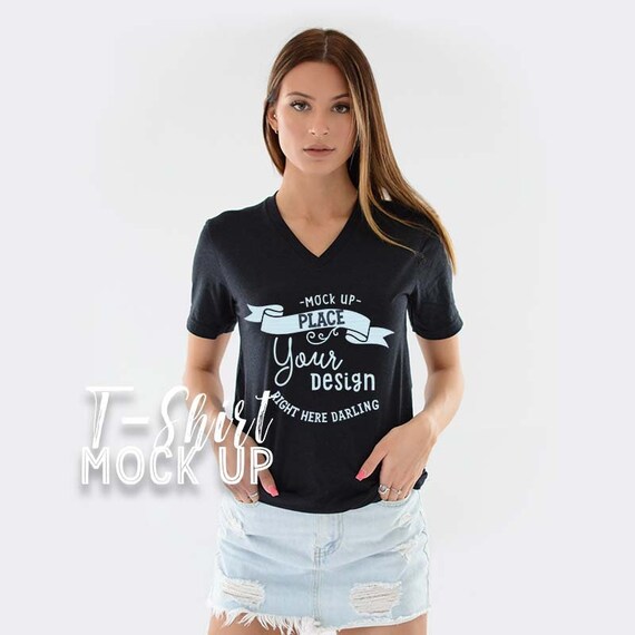 Bella Canvas 3005 Mockup Bella Canvas 3005 Black Heather Etsy