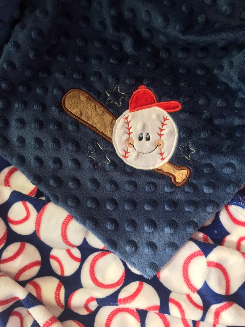 Baseball Minky Baby Blanket/baby Boy Blanket/baseball Baby Blanket Etsy