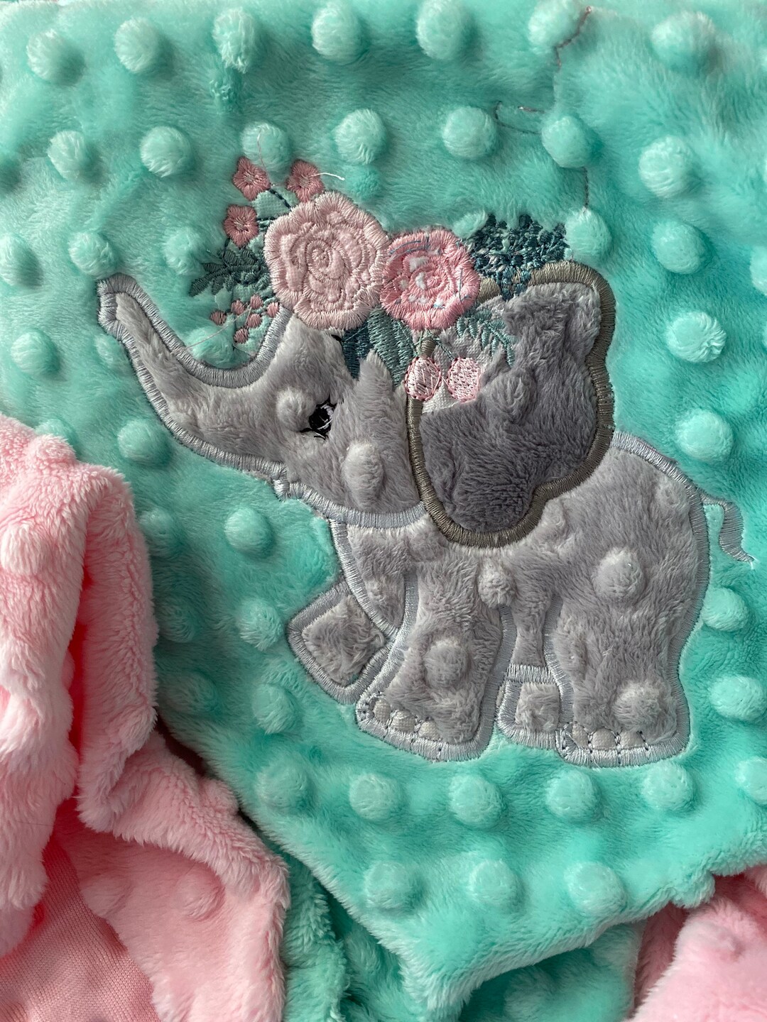 Minky Baby Girl Elephant Blanket/baby Blanket/baby Girl Blanket Etsy