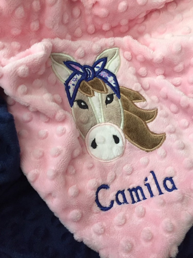 Horse Minky Baby Blanket/baby Girl Blanket/pink Baby Blanket Etsy UK