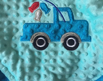 Truck Minky Baby Blanket/baby boy blanket/Truck baby blanket