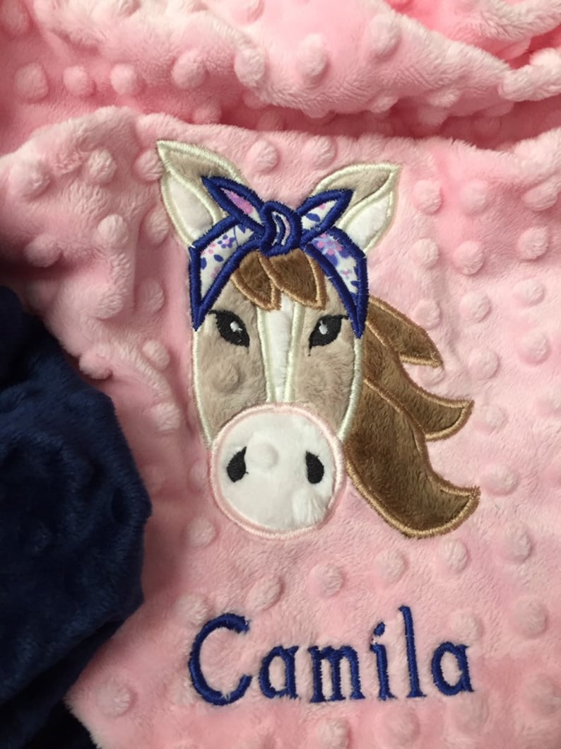 Horse Minky Baby Blanket/baby Girl Blanket/pink Baby Blanket Etsy