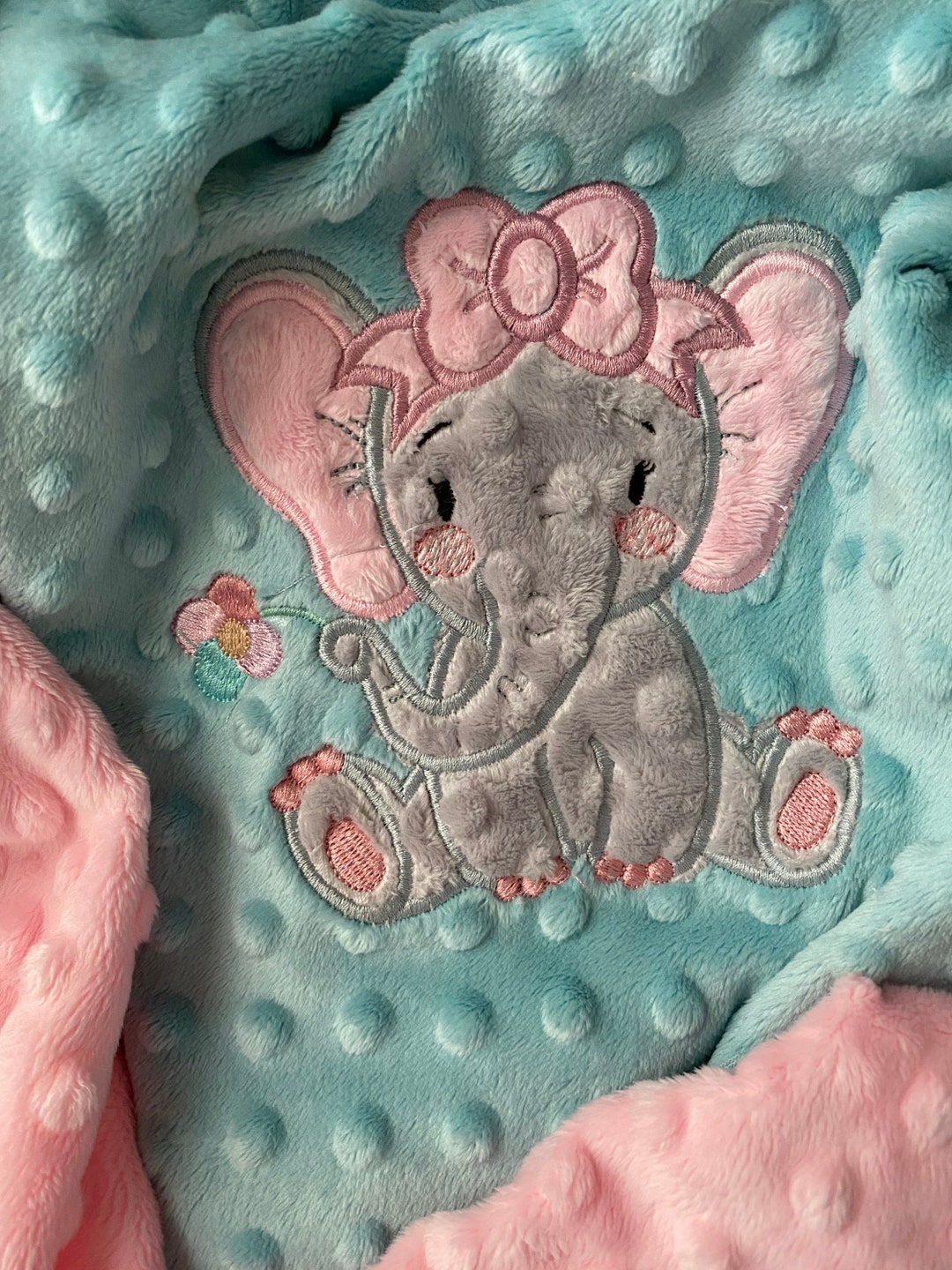 Minky Baby Girl Elephant Blanket/baby Blanket/baby Girl Blanket Etsy
