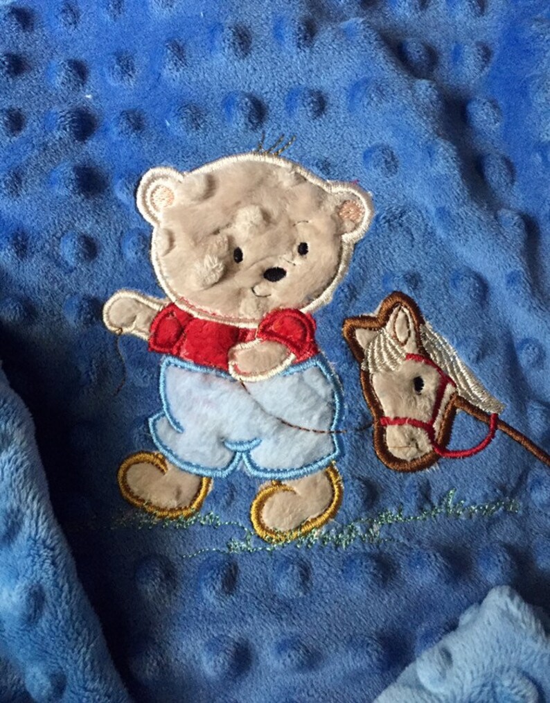 Minky Bear and Stick Horse Baby Blanket/baby Boy Blanket/baby Etsy