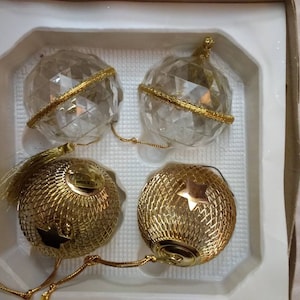 Vintage 1980s Sears Eroupean Glass Christmas Tree Decorations Set of 4