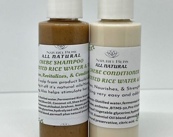 Tamanhos de amostra|Chebe Fermented Rice Water & Tallow Shampoo e condicionador...Kit para crescimento capilar|Fortalece|Hidrata|Restaura...