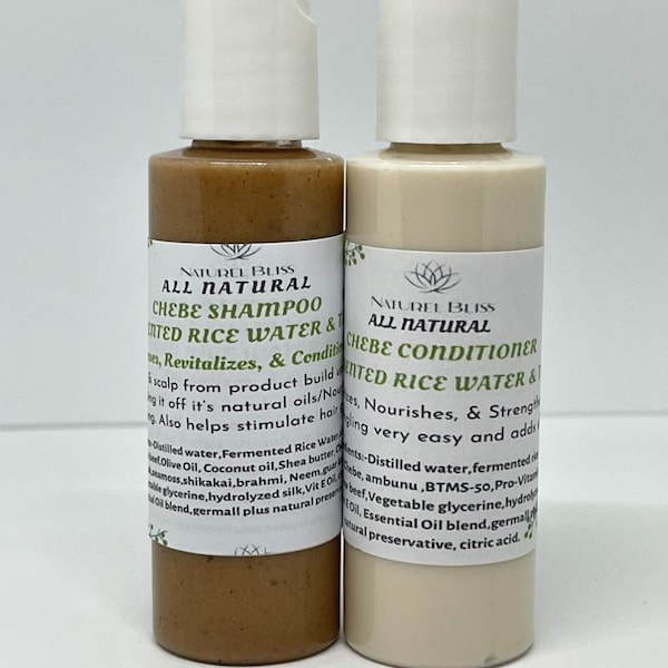 Sample Sizes|Chebe Fermented Rice Water & Tallow Shampoo and Conditioner Pack...Hair Growth Kit| Strengthens|Moisturizing|Restorative..