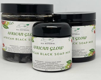 African Glow Black Soap Mix|Black Soap Paste|For Skin Blemishes |Acne |Skin Brightening...