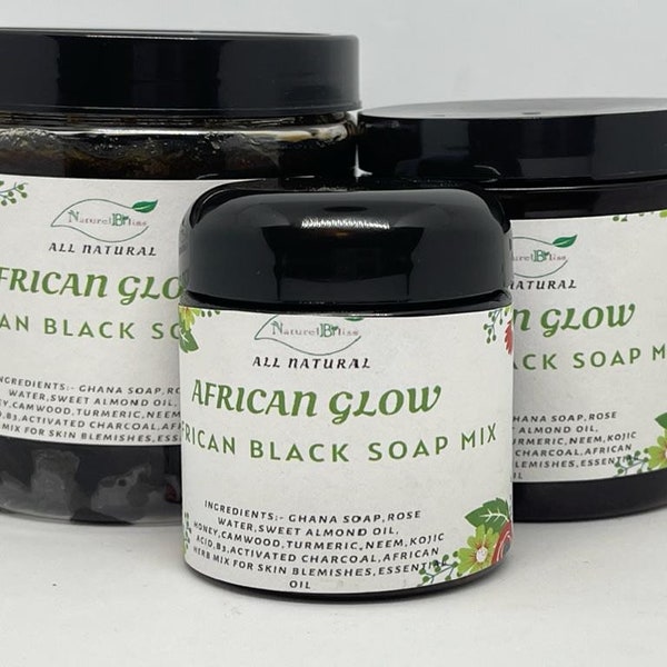 African Glow Black Soap Mix|Black Soap Paste|For Skin Blemishes |Acne |Skin Brightening...