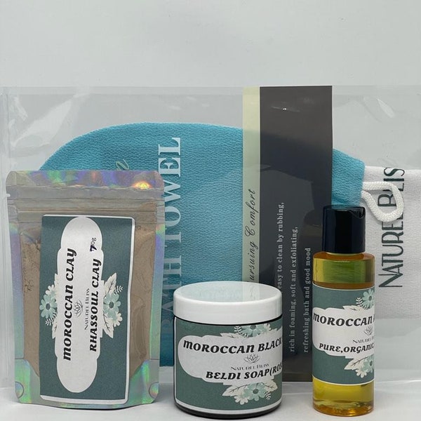 Hammam Bath Kit/Traditional Moroccan Bath Kit/Detox, Rejuvenate & Nourish Skin And Hair