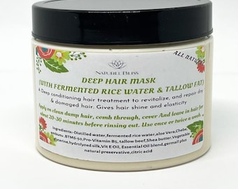 Condicionador Chebe & Tallow Deep | Máscara capilar com água de arroz fermentada | Para cabelos secos e danificados
