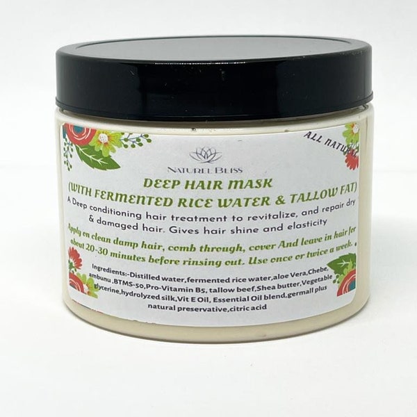 Chebe & Tallow Deep Conditioner| Hair Mask with Fermented Rice Water|For dry, damaged Hair