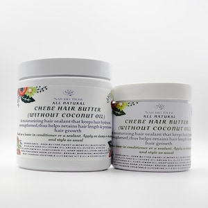 Chèbè Hair Growth Butter(No Coconut Oil)/Chebe with Aloe vera/Amla Powder/Jamaican Black Castor Oil/Fenugreek (4fl oz, 8fl oz).