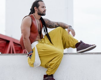 Handmade Linen Blend Harem Pants: Hippie Aladdin Style