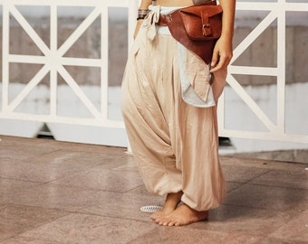 Recycled Cotton Harem Pants: Handmade Boho Aladdin Style