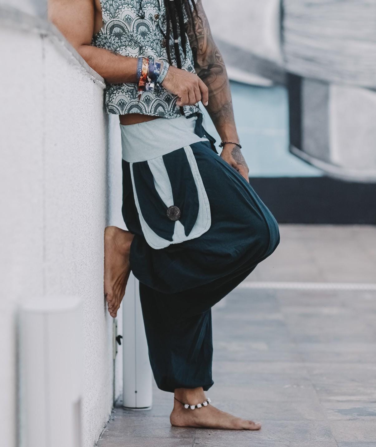 Personalized Om Harem Pants: Recycled Cotton Aladdin Style