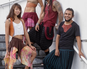 Handmade Cotton Harem Shorts: Linen Details, Boho Tribal Pants
