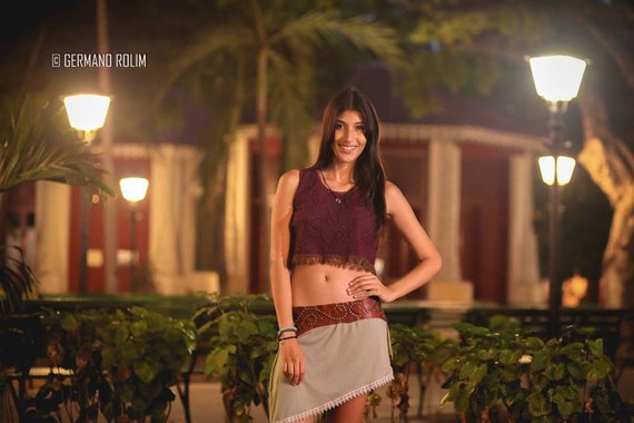 Silk Goa Skirt Elf Handmade Boho Fairy Suede Gypsy Pointy Skirt Psytrance Hippie Cotton