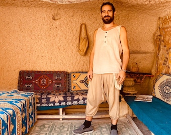 Handmade Cotton Harem Shorts: Aladdin Style, Boho Tribal Pants