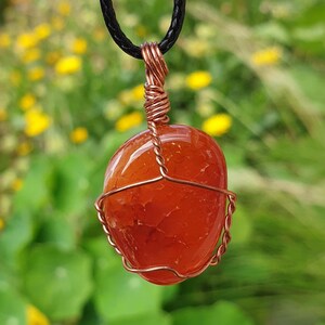 Carnelian wire wrapped necklace , Carnelian wire wrap , Orange Carnelian pendant , Orange Gemstone necklace , Carnelian jewellery