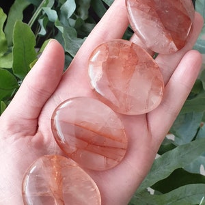 Red Hematoid Quartz palm stone  , Red Hematoid Quartz , Harlequin Quartz, Quartz palm stone, crystal palm stones , fire Quartz , witchy gift