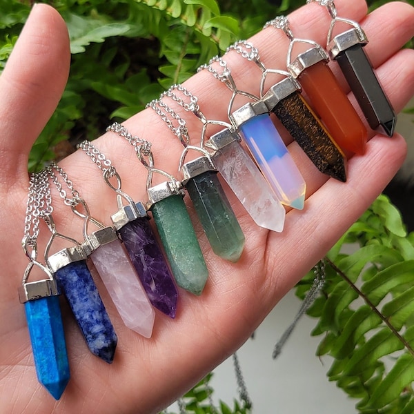 Healing crystal necklace, Genuine high quality gemstone pendants , crystals for Protection, sleep, anxiety, stress, grounding, study, travel