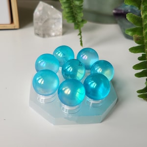 Aura Quartz sphere , Aqua Aura , Aqua Aura Quartz , Aura Quartz , Aura crystal , Blue Aura Quartz