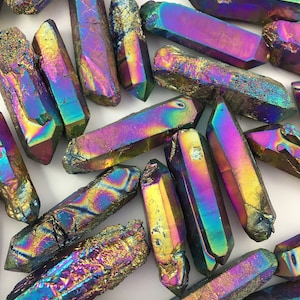 Rainbow Aura Quartz points , ethically sourced crystals ,  Aura Quartz point , Aura Quartz , crystals ,  Eco friendly packaging