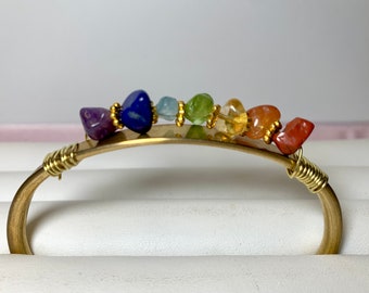 Rainbow Gemstones Wrap Bangle