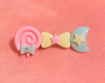 Kawaii Lollipop Bow Crescent Moon Hair Clip