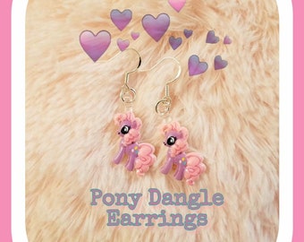 Purple Pony Dangle Earrings