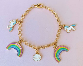 Unicorn Rainbow Cloud Charm Bracelet