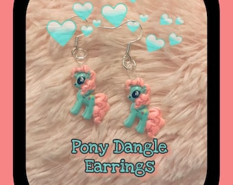 Aqua Pony Dangle Earrings