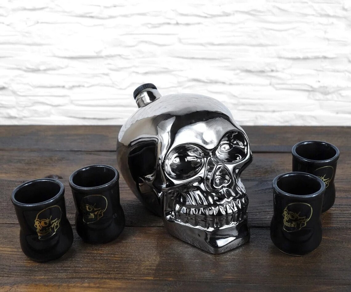 Skull Decanter Set_premium Pottery Bottle Set for Vodka Etsy UK