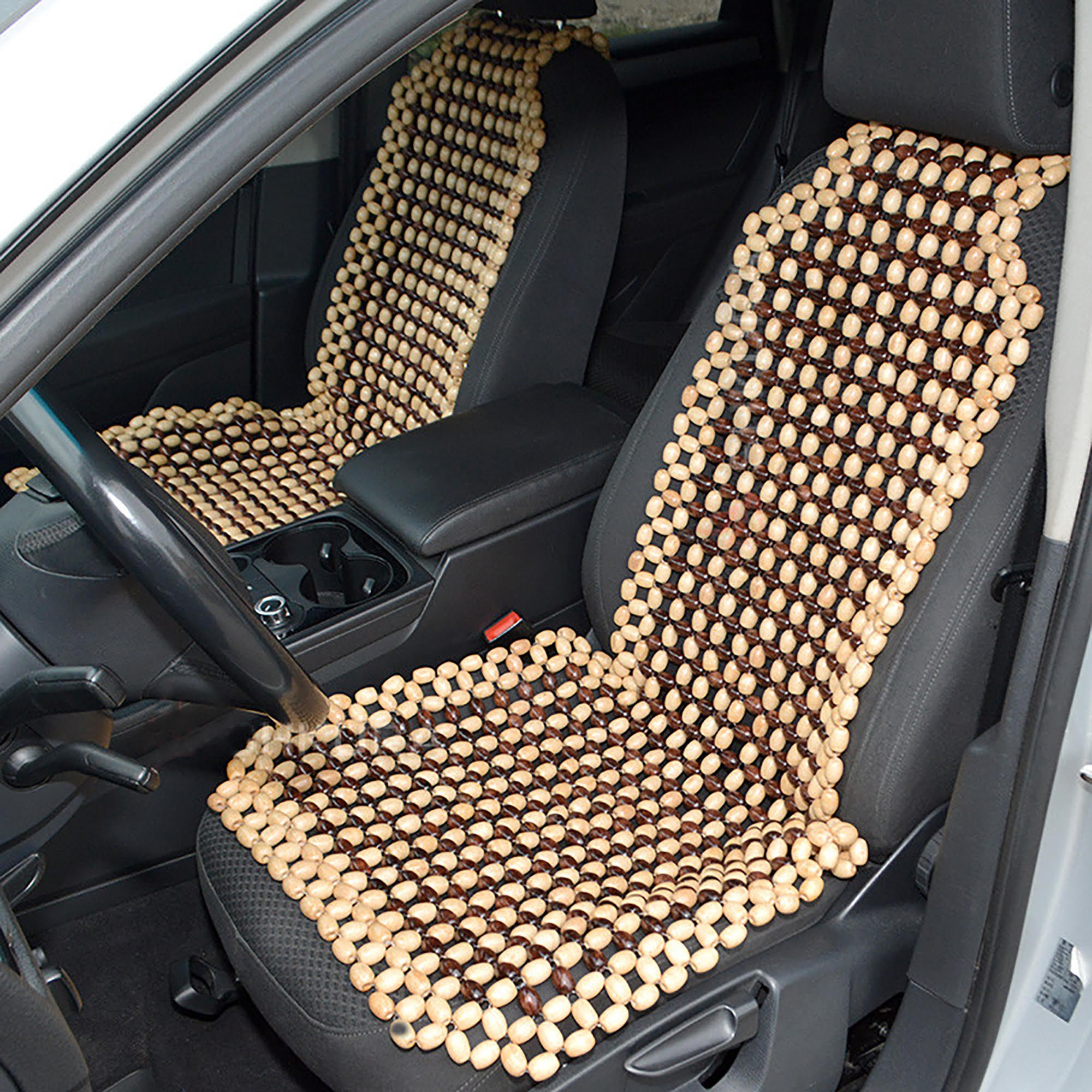 Auto Sitzauflage mit Kopfstütze für Auto Stuhlauflage Hocker Hülle für  Vihicle Truck Sitzbezüge Holzperlen Bezug Massage Rückenschutz - .de