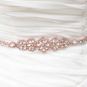 Rose Gold Bridal Belt, Bridal Sash Belt, Skinny Belt, Bridal Belt, Wedding Belt, Bridal Wedding Belt, Sash Belt, Crystal Wedding Belt