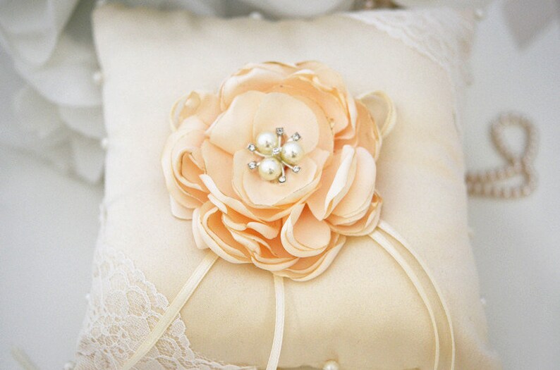 Wedding Pillow Ring Bearer Satin Lace Ring Pillow Champagne Wedding Ring Pillow Ring Bearer Pillow Wedding Ring Pillow Ring Cushion